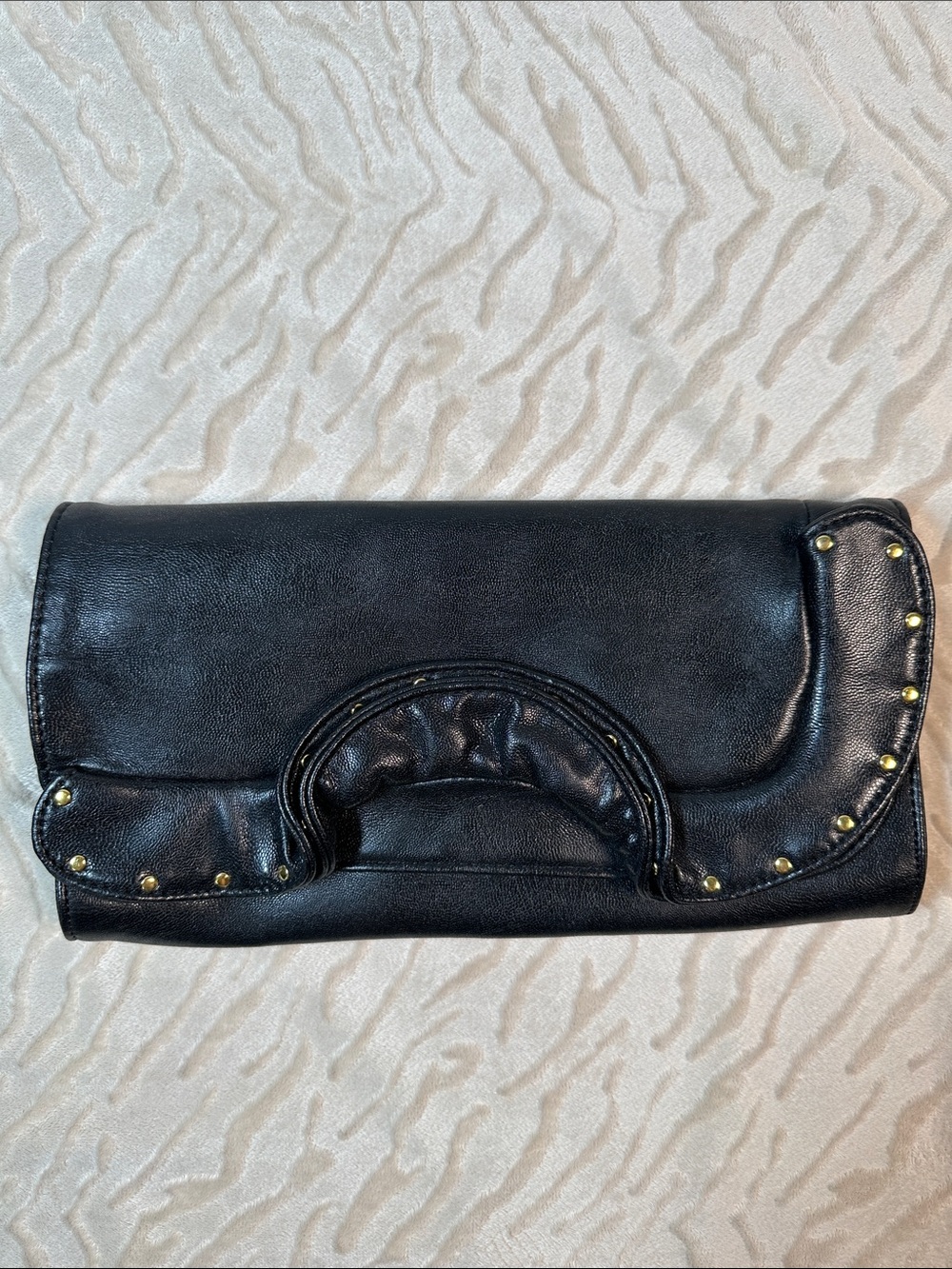 Big Buddha Black & Gold Studded Clutch/Shoulder Bag